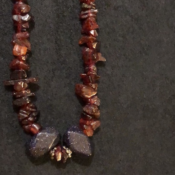 VTG Garnet /Blue Gold Stone 925 Sterling Silver Clasp Necklace. New Condition. - Picture 9 of 15